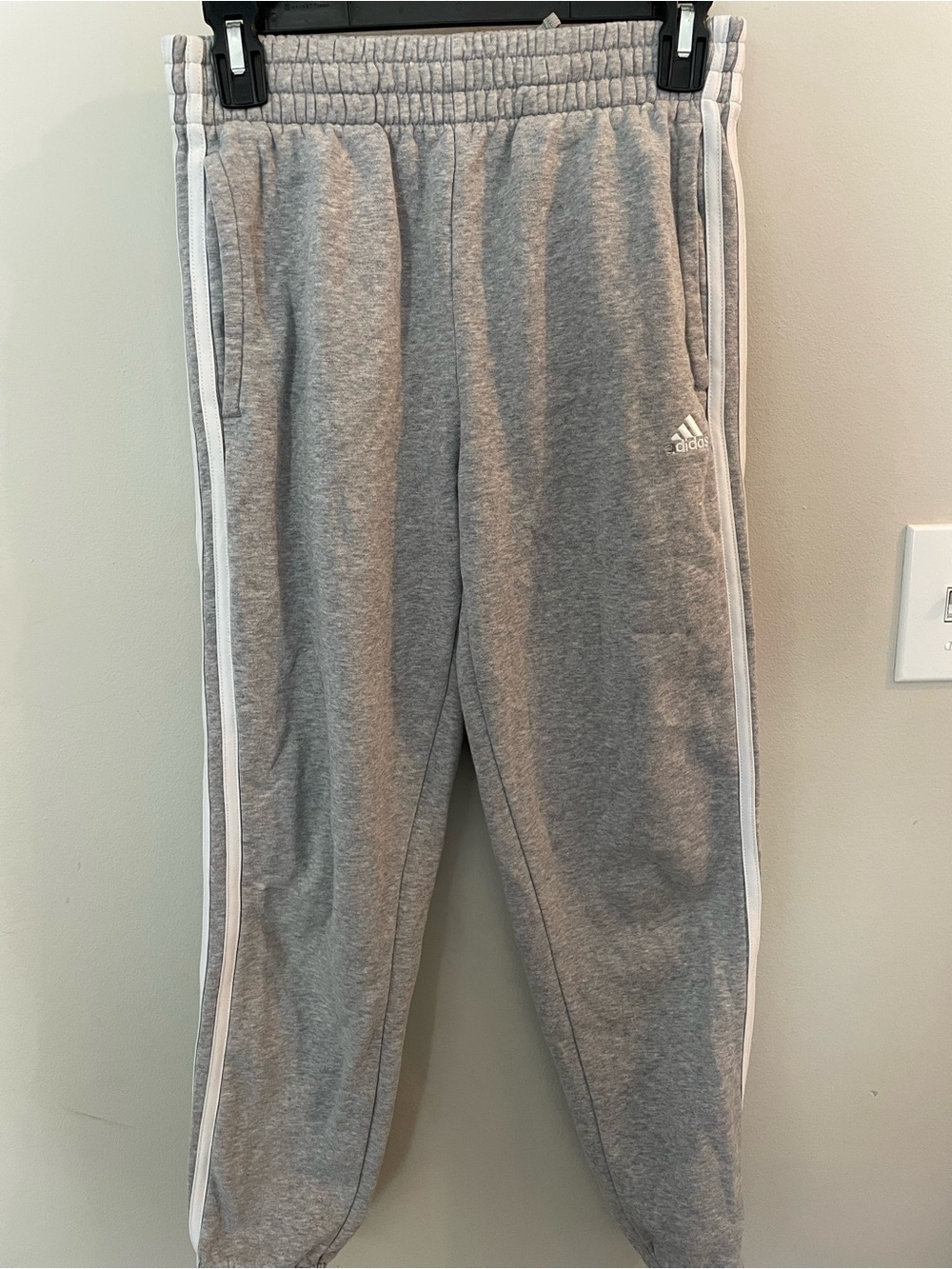 adidas Kids Gray Joggers with White Side Stripes